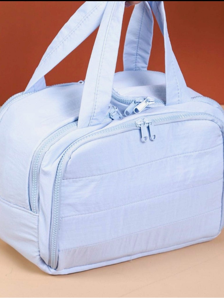 Light Blue Quilted Tote Bag